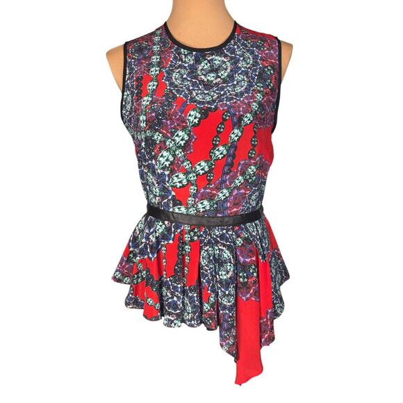 NWT Hunter Bell New York Peplum Silk Leather Blouse Size 6 - Picture 1 of 7